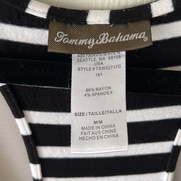 Tommy Bahama‎ Stripe to Chevron Black and White Racerback Maxi Dress Size Medium - Picture 4 of 7